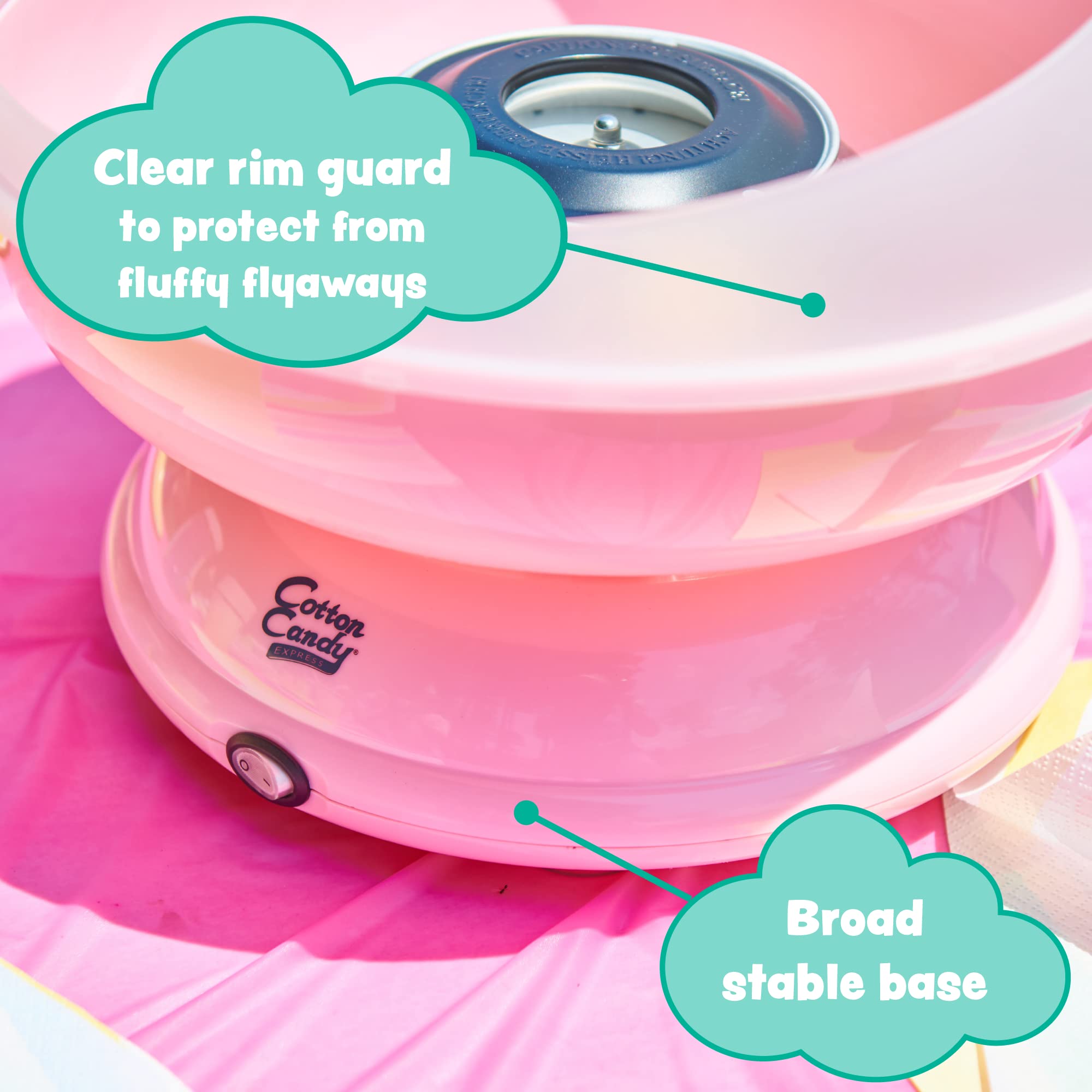 Cotton Candy Express CC1000-S Cotton Candy Machine, Easy to Use and Clean, Nostalgia, and Fun, Comes with Instruction Manual and Tip Card, Pink - Image 4