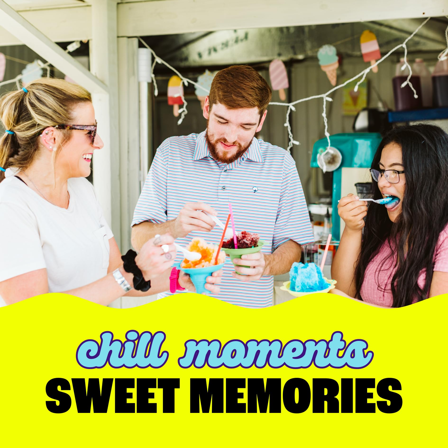 Hawaiian Shaved Ice Party Kit with 20 Syrup Flavors in 16oz. Bottles, 200 Snow Cone Cups, 200 Spoon Straws, and 20 Pouring Spouts. Great for Birthday Parties. Allergy-friendly - Image 4